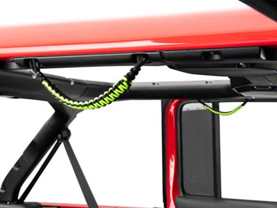 RedRock Rear Soundbar Paracord Grab Handles; Black and Neon Green (07-25 Jeep Wrangler JK & JL 4-Door)