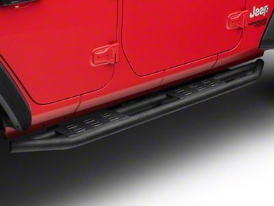 RedRock Side Armor with Step Pads; Textured Black (18-25 Jeep Wrangler JL 4-Door)