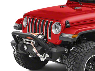 RedRock Stubby Winch Front Bumper with LED Fog Lights and Over-Rider Hoop (18-25 Jeep Wrangler JL)