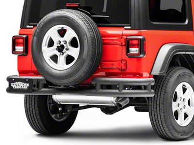 RedRock Tubular Rear Bumper with Wrap Around; Textured Black (18-25 Jeep Wrangler JL)