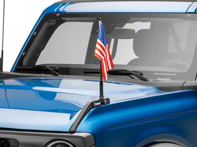 RedRock Fender Mounted Flag Pole with USA Flag (21-25 Bronco)