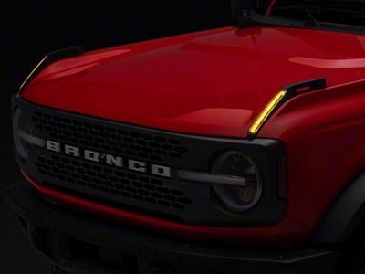 RedRock LED Hood Tie Down Lighting; Amber (21-25 Bronco)