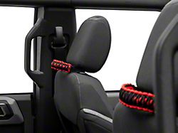 RedRock Paracord Headrest Handles; Black and Red (21-25 Bronco)