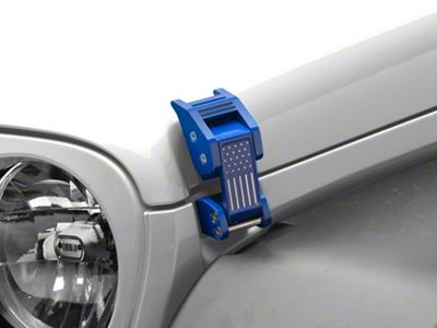 RedRock Old Glory Billet Hood Catch Kit; Blue (20-25 Jeep Gladiator JT)