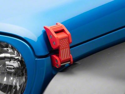 RedRock Old Glory Billet Hood Catch Kit; Red (20-25 Jeep Gladiator JT)