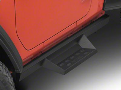 RedRock 4-Inch Drop TC1 Running Boards; Textured Black (18-25 Jeep Wrangler JL 2-Door)