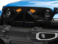 RedRock Empire Grille with Amber Lights and Camera Bracket, Matte Black (18-26 Jeep Wrangler JL)