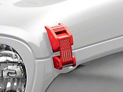 RedRock Old Glory Billet Hood Catch Kit; Red (07-24 Jeep Wrangler JK & JL)
