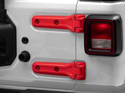 RedRock Tailgate Hinge Cover Kit; Red (18-25 Jeep Wrangler JL)