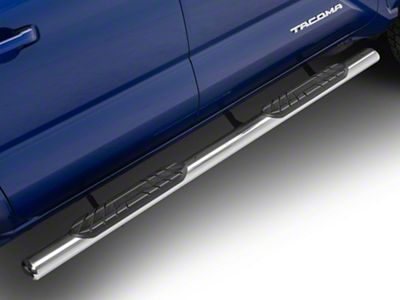 RedRock 4-Inch Oval Straight End Side Step Bars; 304 Stainless Steel (24-25 Tacoma Double Cab)