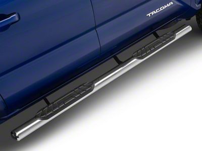 RedRock 4-Inch Oval Straight Side Step Bars; Stainless Steel (24-25 Tacoma Double Cab)