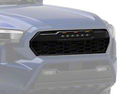 RedRock Baja Mesh Upper Replacement Grille with LED Off-Road Lighting and Amber Marker Lights; Matte Black (24-26 Tacoma)