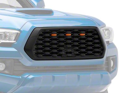 RedRock Baja Mesh Upper Replacement Grille with LED Lighting; Matte Black (16-23 Tacoma)