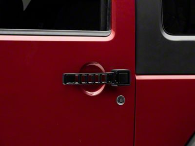 RedRock Aluminum Door and Tailgate Handle Set; Black (07-18 Jeep Wrangler JK 2-Door)