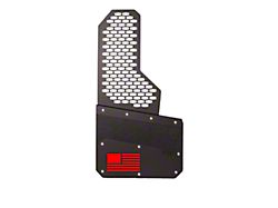 Universal Offset XL Length Mud Flaps with Red Flag Logo; Front or Rear (Universal; Some Adaptation May Be Required)