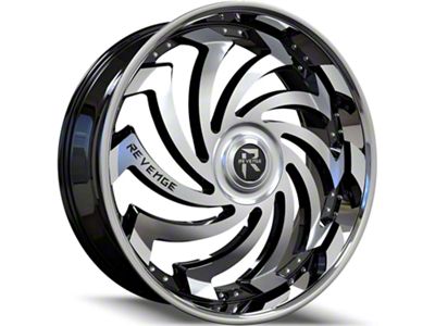 Revenge Luxury Wheels RL-108 Big Floater Black Machined Chrome SSL 6-Lug Wheel; 26x9.5; 25mm Offset (22-25 Tundra)