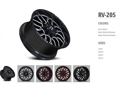 Revenge Off-Road Wheels RV-205 Gloss Black 6-Lug Wheel; 22x12; -44mm Offset (05-15 Tacoma)