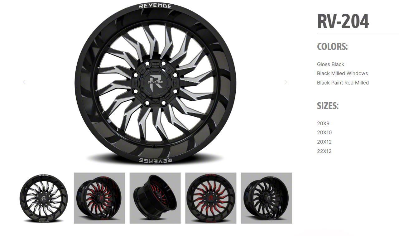 Revenge Off-Road Wheels Bronco RV-204 Gloss Black 6-Lug Wheel; 22x12 ...