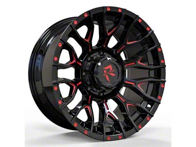 Revenge Off-Road Wheels RV-201 Black and Red Milled Wheel; 20x9; 0mm Offset (18-25 Jeep Wrangler JL)