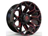Revenge Off-Road Wheels RV-202 Black and Red Milled Wheel; 20x9; 0mm Offset (07-18 Jeep Wrangler JK)