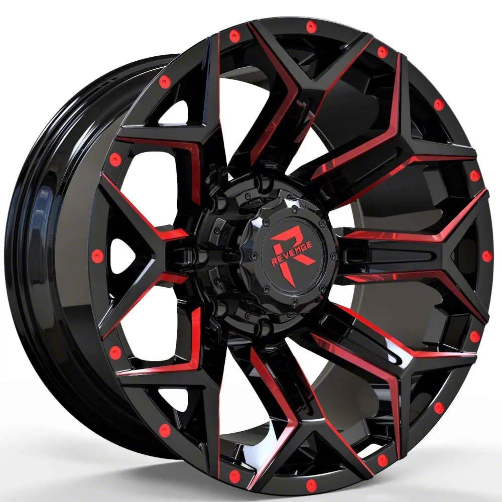 XF Offroad Jeep Wrangler XF-230 Gloss Black and Red Machined