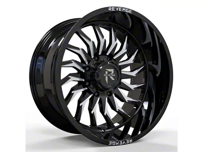 Revenge Off-Road Wheels RV-204 Black and Milled Wheel; 20x12; -44mm Offset (18-25 Jeep Wrangler JL)