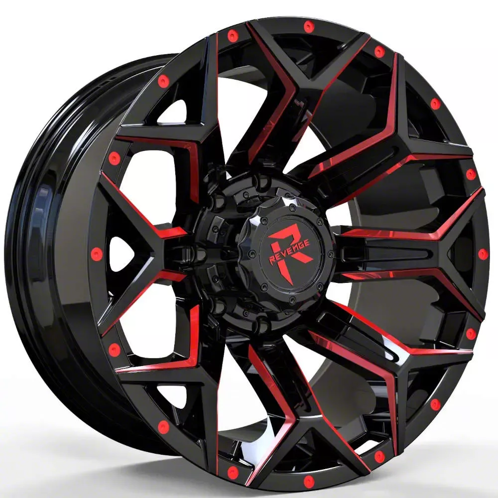 Revenge Off-Road Wheels Tundra RV-202 Satin Black with Dots