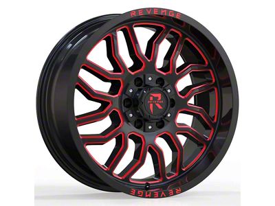 Revenge Off-Road Wheels RV-205 Black and Red Milled 6-Lug Wheel; 20x10; -19mm Offset (22-25 Tundra)