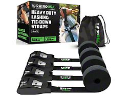 Rhino USA 1-Inch x 12-Foot Lashing Tie-Down Straps; Set of 4; Black