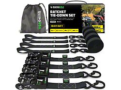Rhino USA 1.60-Inch x 15-Foot Heavy Duty Ratchet Tie-Down Kit; 4-Pack; Black