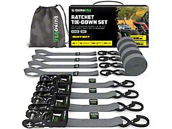 Rhino USA 1.60-Inch x 8-Foot Heavy Duty Ratchet Tie Down Kit; 4-Pack; Gray
