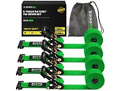 Rhino USA 2-Inch x 16-Foot E-Track Ratchet Strap Kit; 4-Pack; Green