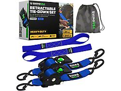Rhino USA 2-Inch x 10-Foot Retractable Ratchet Strap Kit; 2-Pack; Blue