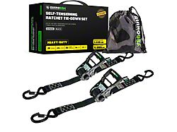 Rhino USA 1.60-Inch x 15-Foot Self-Tensioning Ratchet Strap Kit; 2-Pack; Black