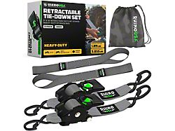 Rhino USA 2-Inch x 10-Foot Retractable Ratchet Strap Kit; 2-Pack; Gray