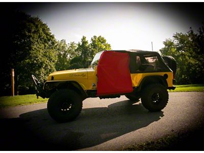 Two Door Rain Curtains; Red (87-06 Jeep Wrangler YJ & TJ; 07-25 Jeep Wrangler JL 2-Door)