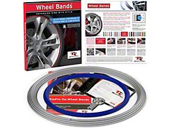 RimPro-Tec 13 to 22-Inch Wheel Bands Kit with Blue Insert; Silver (Universal; Some Adaptation May Be Required)