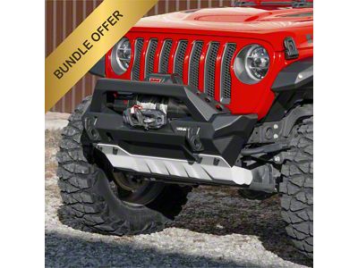 RIVAL 4x4 Stubby Aluminum Front Bumper with Skid Plate and Winch Mount (20-25 Jeep Gladiator JT, Excluding Mojave)