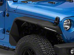 Road Armor Stealth Front Fender Flares with Switchback LED DRL; Textured Black (20-24 Jeep Gladiator JT)