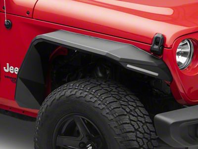 Road Armor Stealth Front Fender Flares with Switchback LED DRL; Textured Black (18-25 Jeep Wrangler JL)
