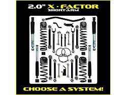 Rock Krawler 2-Inch X-Factor Short Arm Suspension Lift Kit with Shocks (97-06 Jeep Wrangler TJ, Excluding Unlimited)
