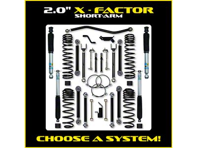 Rock Krawler 2-Inch X-Factor Short Arm Suspension Lift Kit with Shocks (97-06 Jeep Wrangler TJ, Excluding Unlimited)