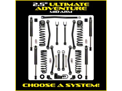 Rock Krawler 2.50-Inch Ultimate Adventure Mid-Arm Suspension Lift Kit (07-18 Jeep Wrangler JK 2-Door)