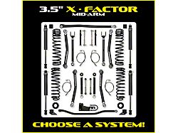 Rock Krawler 3.50-Inch X-Factor Mid-Arm Suspension Lift Kit with Bilstein 1500 Shocks (07-18 Jeep Wrangler JK 4-Door)