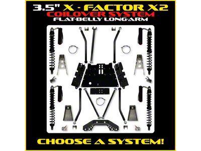 Rock Krawler 3.50-Inch X-Factor X2 Flat Belly Long Arm Suspension Lift Kit with Coil-Overs and Shocks (97-06 Jeep Wrangler TJ, Excluding Unlimited)