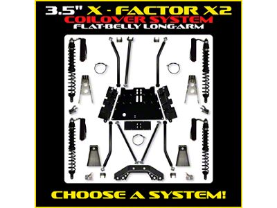 Rock Krawler 3.50-Inch X-Factor X2 Flat Belly Trail Runner Stage 2 Long Arm Suspension Lift Kit with Coil-Overs (04-06 Jeep Wrangler TJ Unlimited)