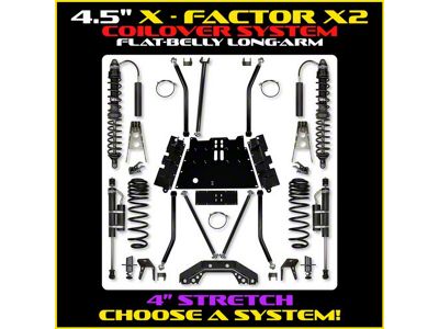 Rock Krawler 4.50-Inch X-Factor X2 Flat Belly Long Arm Suspension Lift Kit with Coil-Overs (04-06 Jeep Wrangler TJ Unlimited)