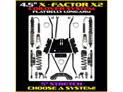 Rock Krawler 4.50-Inch X-Factor X2 Flat Belly Long Arm Suspension Lift Kit with Coil-Overs and Shocks (97-06 Jeep Wrangler TJ, Excluding Unlimited)