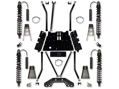 Rock Krawler 4.50-Inch X-Factor X2 Flat Belly Trail Runner Stage 1 Long Arm Suspension Lift Kit with Coil-Overs (97-06 Jeep Wrangler TJ, Excluding Unlimited)