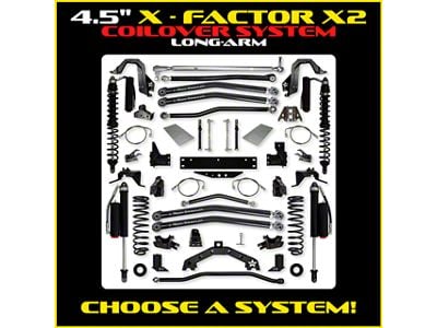 Rock Krawler 4.50-Inch X-Factor X2 Stage 1 Long-Arm Suspension Lift Kit with Coil-Overs (07-18 Jeep Wrangler JK 2-Door)
